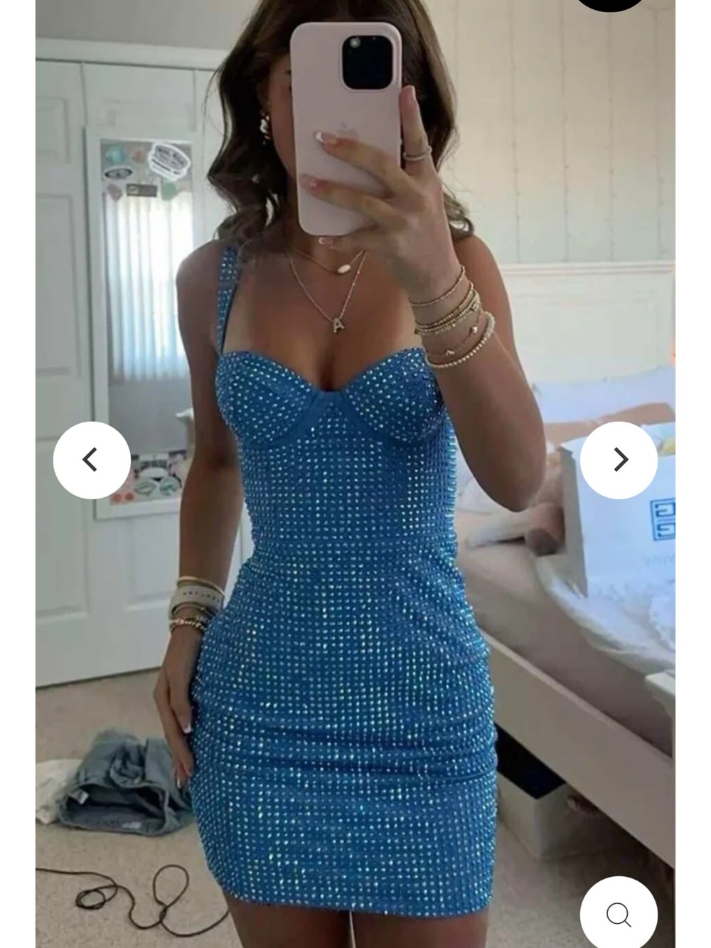Blue Rhinestone Bustier Mini Dress - Picture 2 of 2
